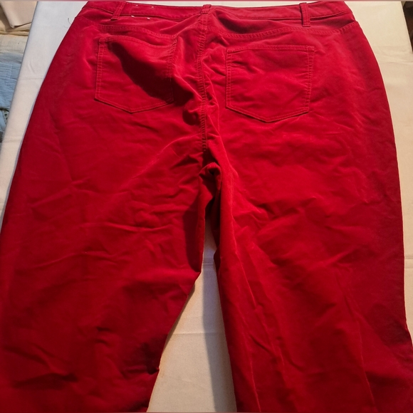 Talbots Velveteen Curvy Straight Leg Pants Size 20W Bright Red Preppy Holiday - Picture 5 of 7